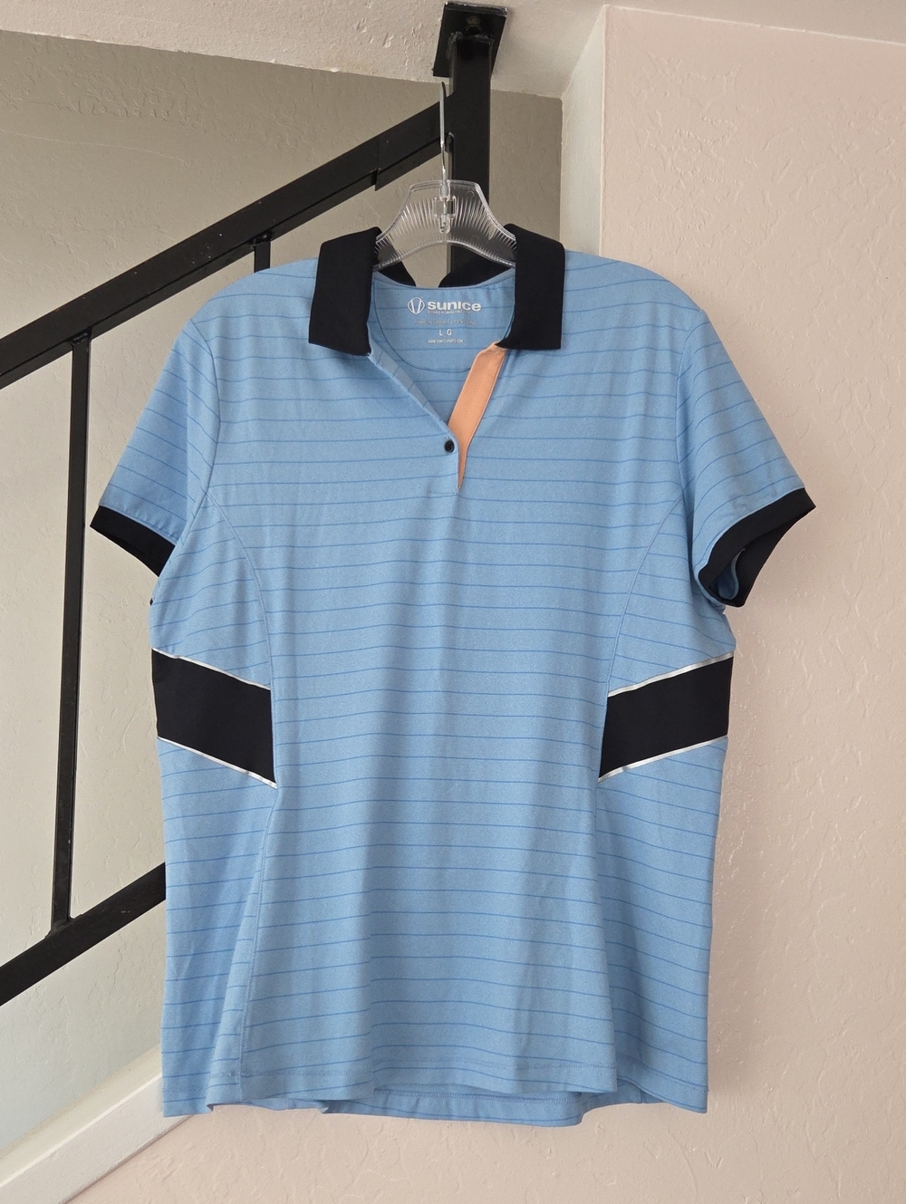 Sunice Light Blue Polo with Black Accents Size L